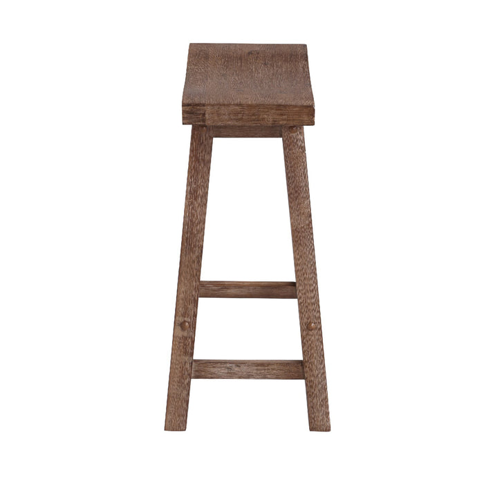 Wooden Frame Saddle Seat Counter Height Stool with Angled Legs, Brown