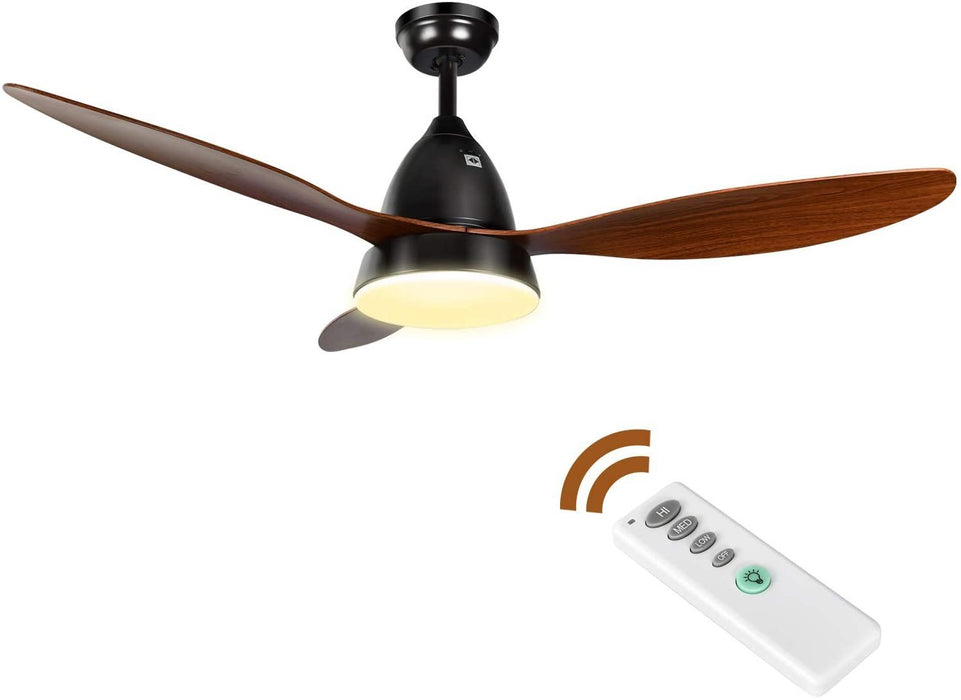 ANKEE Ceiling Fans, 52'' Ceiling Fan with LED Frosted Light and Remote Control, Brushed Nickel Finish Blades for Living Room Kitchen Bedroom Dining Room, Brown-black