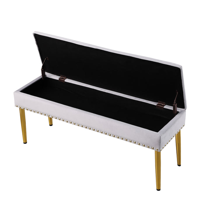 Large Storage Benches Set, Nailhead Trim 2 in 1 Combination Benches, Tufted Velvet Benches with Gold Leg for Living Room, Entryway, Hallway, Bedroom Support 250lbs