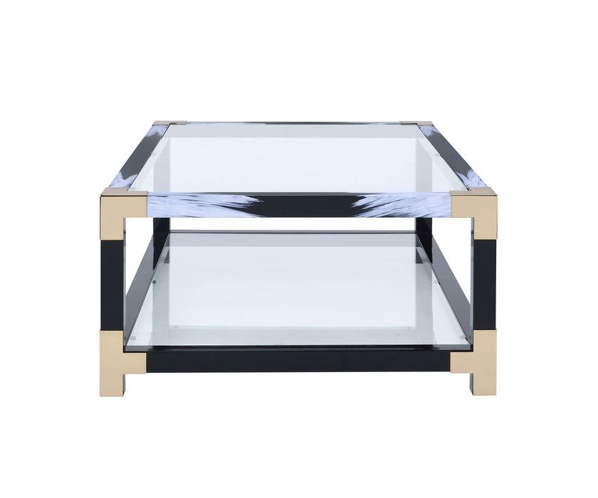 ACME Lafty Coffee Table in White Brushed & Clear Glass 81000