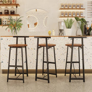 Bar Stool Set of 3 Counter Height Barstools with Back Armless Dining Chairs for Kitchen Island (Black & Walnut Brown) Glass House Furnishings