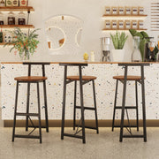 Bar Stool Set of 3 Counter Height Barstools with Back Armless Dining Chairs for Kitchen Island (Black & Walnut Brown) Glass House Furnishings
