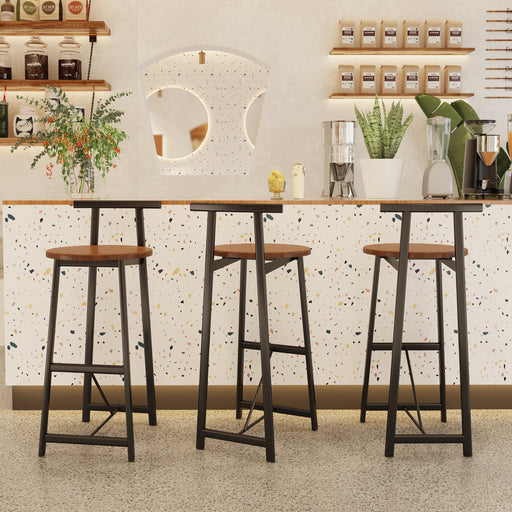 Bar Stool Set of 3 Counter Height Barstools with Back Armless Dining Chairs for Kitchen Island (Black & Walnut Brown) Glass House Furnishings