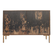Sideboard ,Rustic Finish, Solid Mango Wood, Iron Legs, Black Glass House Furnishings