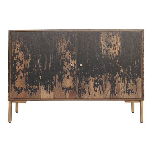 Sideboard ,Rustic Finish, Solid Mango Wood, Iron Legs, Black Glass House Furnishings