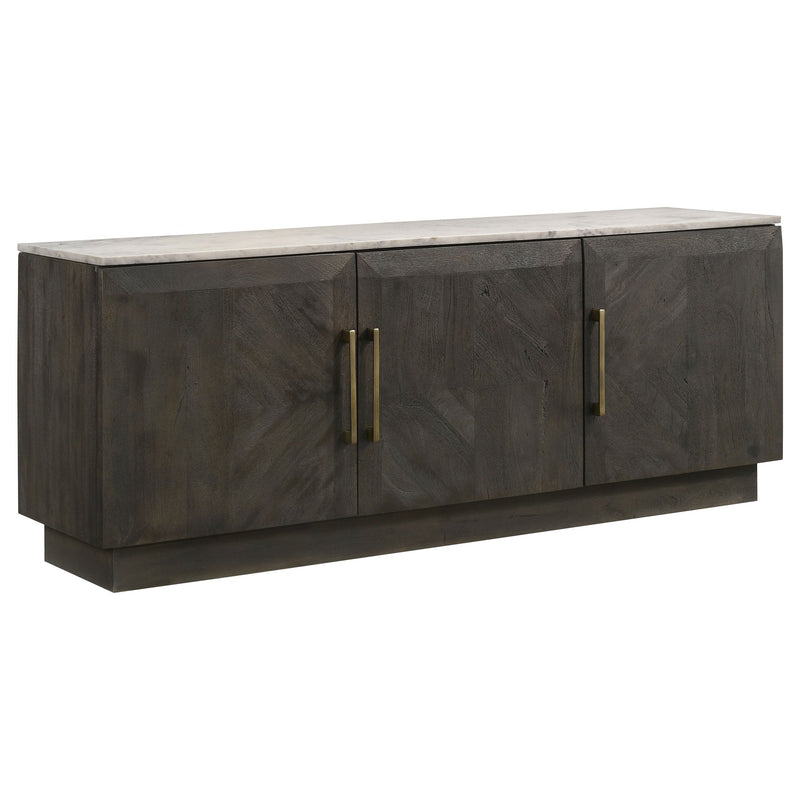 Metzger Tobacco Gray Marble Top Sideboard Buffet Glass House Furnishings