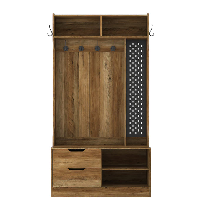 Hall Tree with 6 Hooks,Coat Hanger, Entryway Bench, Storage Bench,for Entrance, Hallwa,brown