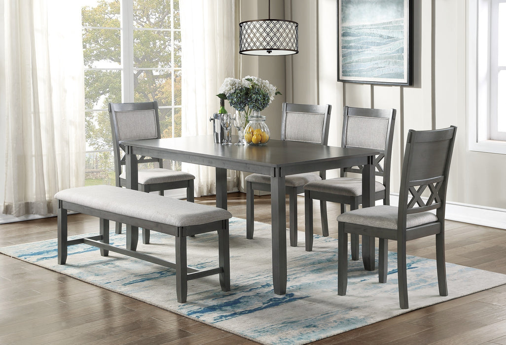 Gray Color Dining Room Furniture Unique Modern 6pc Set Dining Table 4x Side Chairs and A Bench Solid wood Rubberwood and veneers