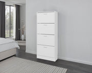 Kobuk White Four-Door Shoe Storage Cabinet Glass House Furnishings