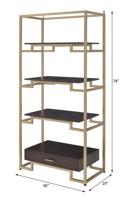 ACME Yumia Bookshelf in Gold  92787