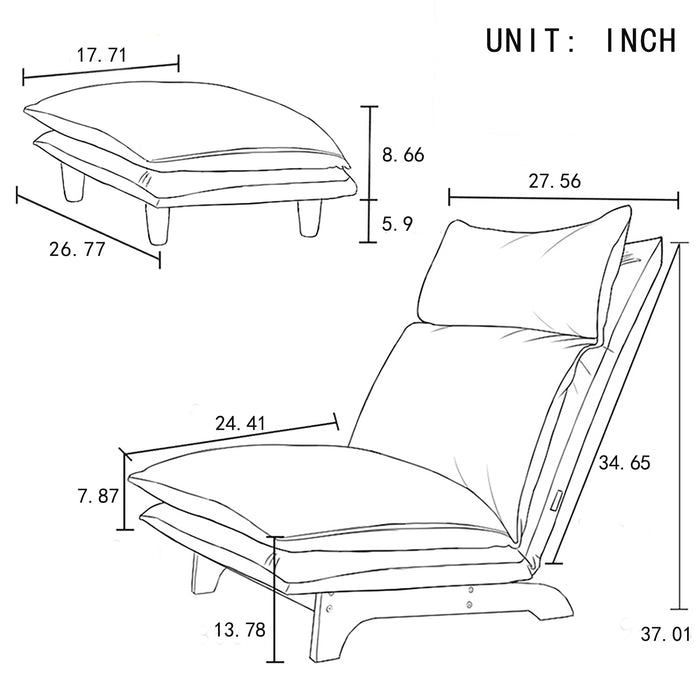 Foldable Reclining Lazy Sofa Chair for Bedroom & Balcony - Single Functional Leisure Chair