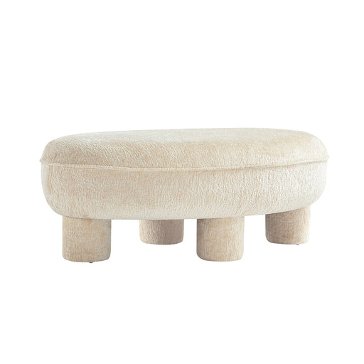 Haven Cream Upholstered Accent Ottoman Glass House Furnishings