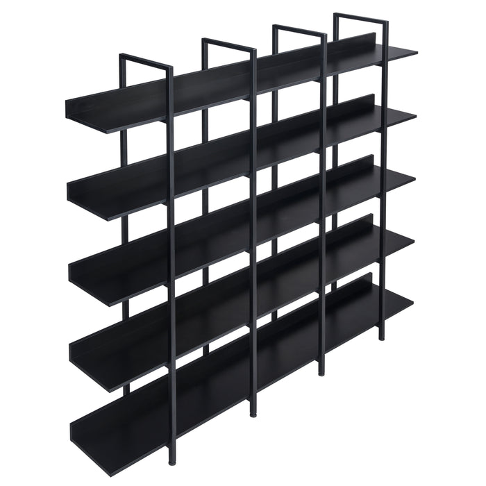 [VIDEO] 5 Tier Bookcase Home Office Open Bookshelf, Vintage Industrial Style Shelf with Metal Frame, MDF Board