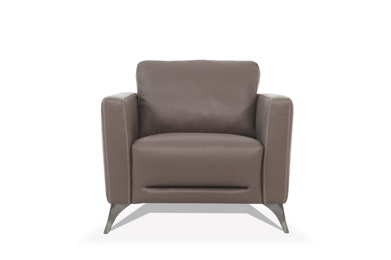 Malaga Taupe Leather Chair (Assembled) Glass House Furnishings