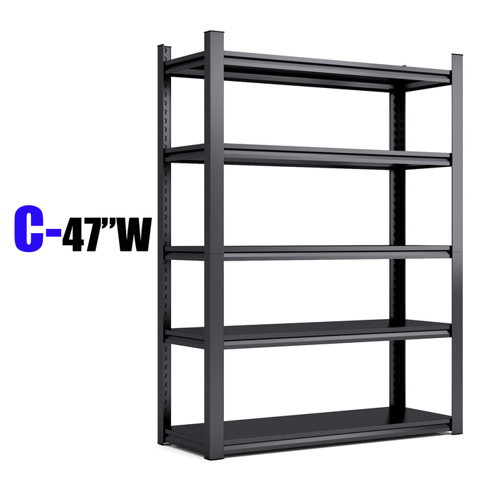 Storage Shelves 5 Tier Heavy Duty Metal Shelving Unit Adjustable Shelving Units and Storage Rack Kitchen Garage Shelf H72 * W47.2 * D23.6