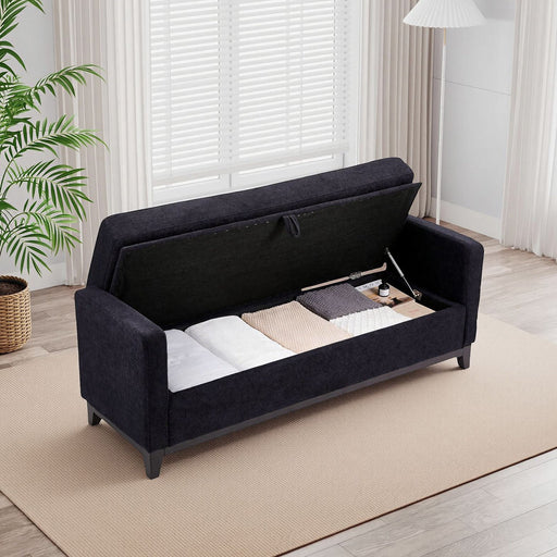 Emery Black Sherpa Storage Bench | Glass House Furnishings
