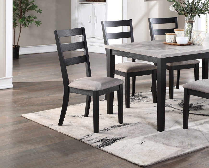 7-Piece Simple Wooden Table Dining Set with Ladder Back Side Chairs & Cushion Seats - Dining Room Furniture, Natural