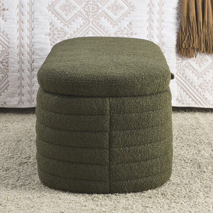 [Video] Welike Length 45.5 inchesStorage Ottoman Bench Upholstered Fabric Storage Bench End of Bed Stool with Safety Hinge for Bedroom, Living Room, Entryway, green teddy.