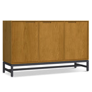 Banting 3 Door Sideboard Buffet in Natural Oak with Graphite Grey Metal Frame and Adjustable Shelves Glass House Furnishings