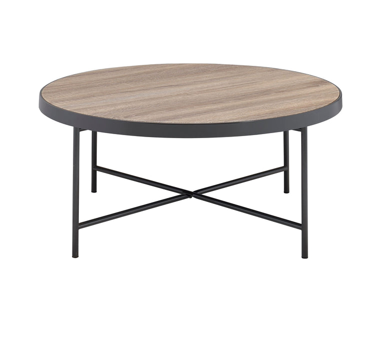 ACME Bage Coffee Table in Weathered Gray Oak & Metal 81735