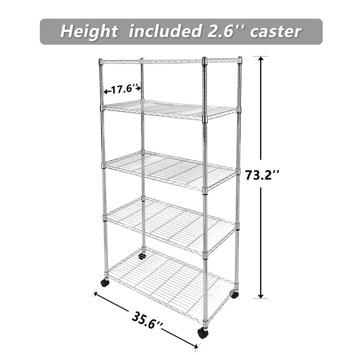 Simple Deluxe Heavy Duty 5-Shelf Shelving Unit, 35" D x 18"W x 70" H, 35 x 18 x 70‘’, Chrome