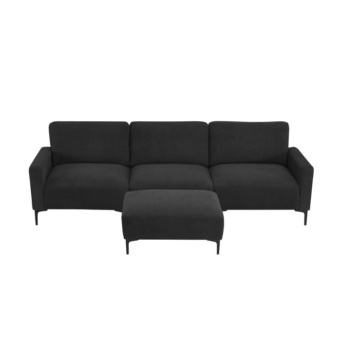 [VIDEO provided] [New] 103.5*59" Modern L-shaped Sectional Sofa, 4-seat Velvet Fabric Couch Set with Convertible Ottoman,Freely Combinable Sofa for Living Room, Apartment, Office,Apartment,2 Colors