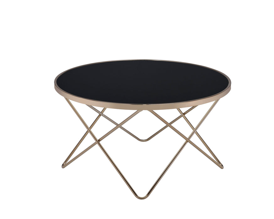 ACME Valora Coffee Table in Champagne & Black Glass 81830