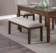 Dark Cherry Finish Wooden Frame 1pc Bench Chenille Upholstery Dining Furniture Kitchen Breakfast Glass House Furnishings