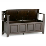Amherst Solid Wood Entryway Storage Bench in Hickory Brown - Transitional Style with Lift-Up Lid and Spacious Storage, Wood Frame with Protective Lacquer Finish Glass House Furnishings