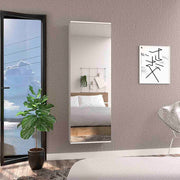 Leto White Wall-Mounted Mirrored Shoe Cabinet Glass House Furnishings
