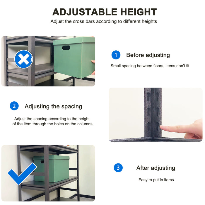 72"H Heavy Duty Storage Shelves Adjustable 5-Tier Metal Shelving Unit with Wheels for 1750LBS Load  Kitchen, Garage, Pantry, and More