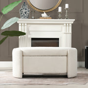 Fuji Ivory Bouclé Oval Storage Bench Glass House Furnishings