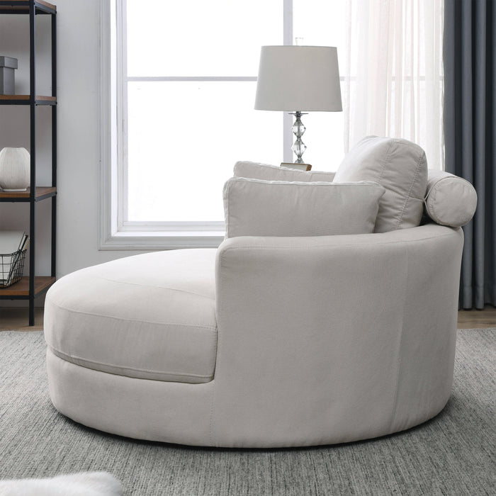 [Video] Welike Swivel Accent Barrel Modern Sofa Lounge Club Big Round Chair with Storage Ottoman Linen Fabric for Living Room Hotel with Pillows