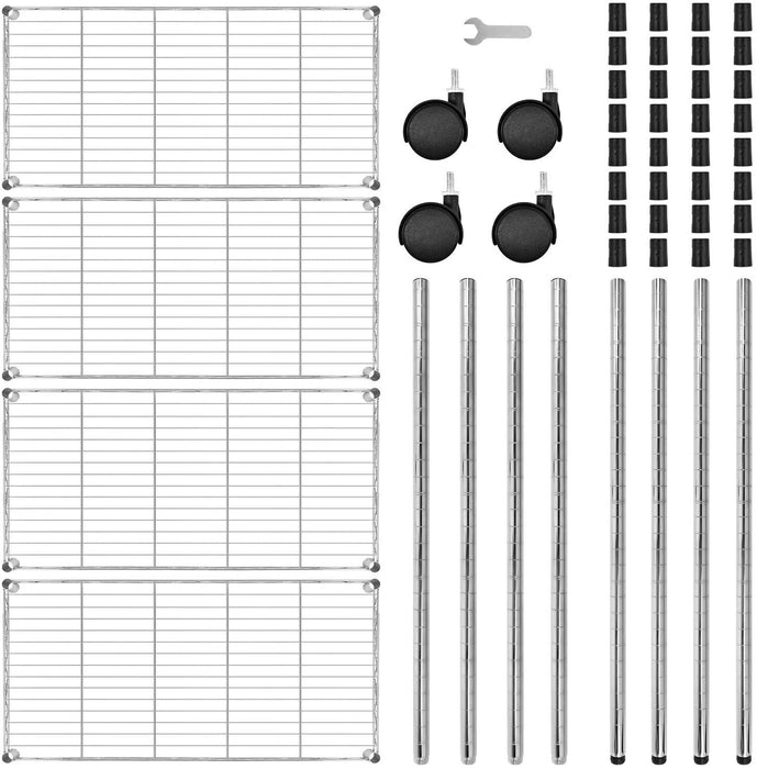 Simple Deluxe 4-Tier Heavy Duty Storage Shelving Unit, Heught Adjustable, Chrome,35.43" D x 17.72" W x 65.35" H, 1 Pack