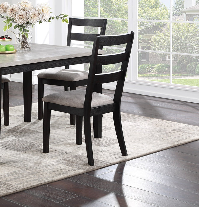 5-Piece Classic Stylish  Dining Set, Kitchen Dinette Wooden Top Table & Chairs With Upholstered Cushions, Ladder Back Chair Dining Room, Black Finish