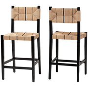 Bohemian Paper Loom and Black Mahogany Wood 2-Piece Bar Stool Set Glass House Furnishings