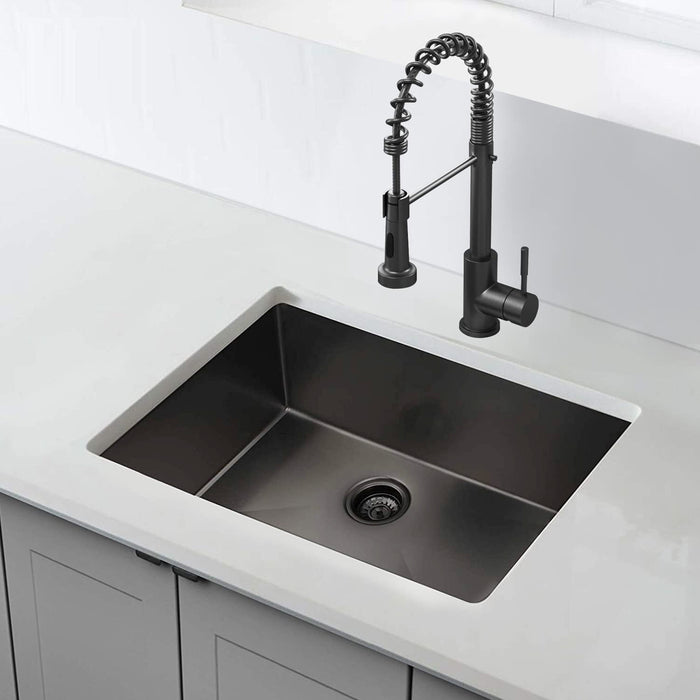 32x19 Inch Undermount Kitchen Sink, 16 Gauge Stainless Steel Single Bowl, Gunmetal Black Finish