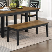 2-Tone Black Brown Finish Bench Modern Farmhouse Wooden Furniture 1pc Glass House Furnishings