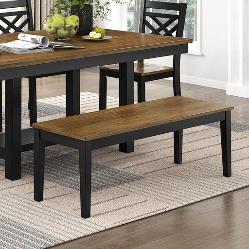 Nantes Black Brown Farmhouse Bench | Glass House Furnishings