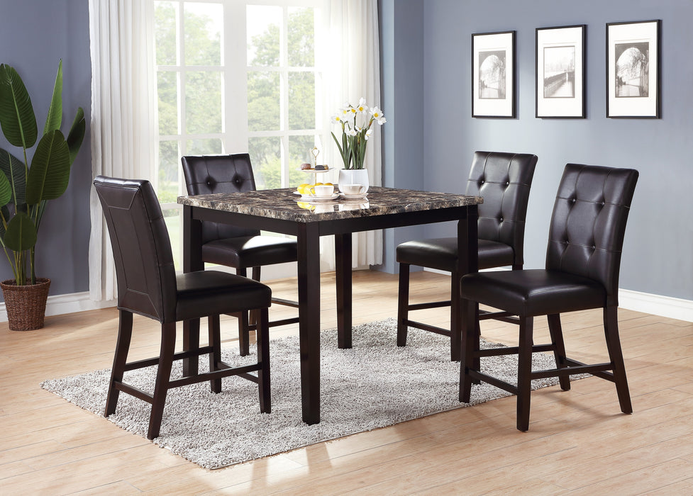 Set of 2 Brown Finish Counter Height Chairs, Dining Seating with Tufted Back & Cushion - Ideal for Kitchen or Dining Room