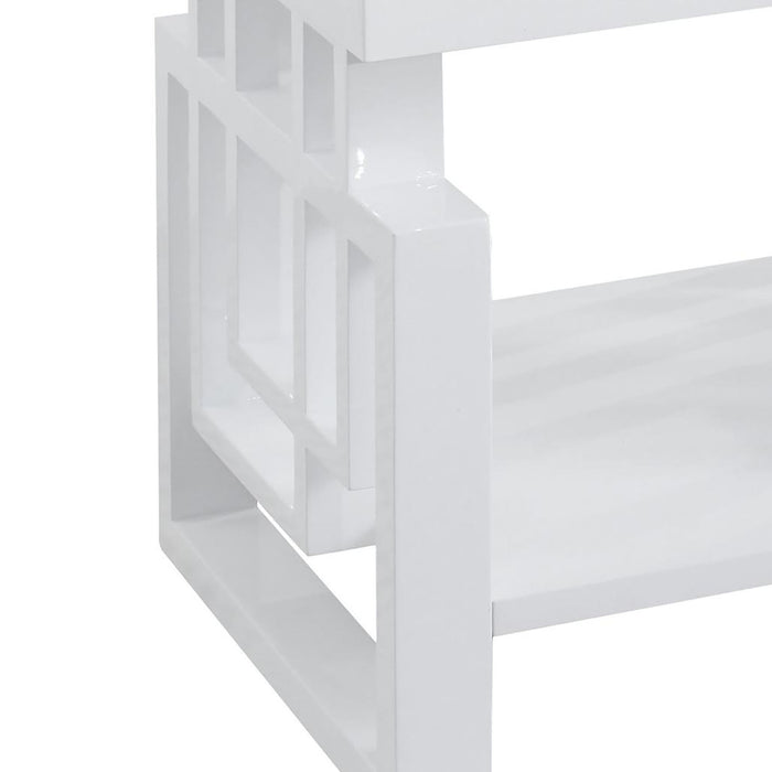 High Glossy White Rectangular End Table