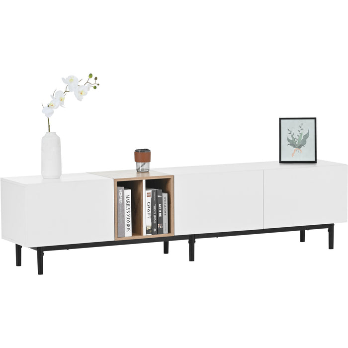 Modern TV Stand for 80'' TV with 3 Doors, Media Console Table, Entertainment Center with Large Storage Cabinet for Living Room, Bedroom