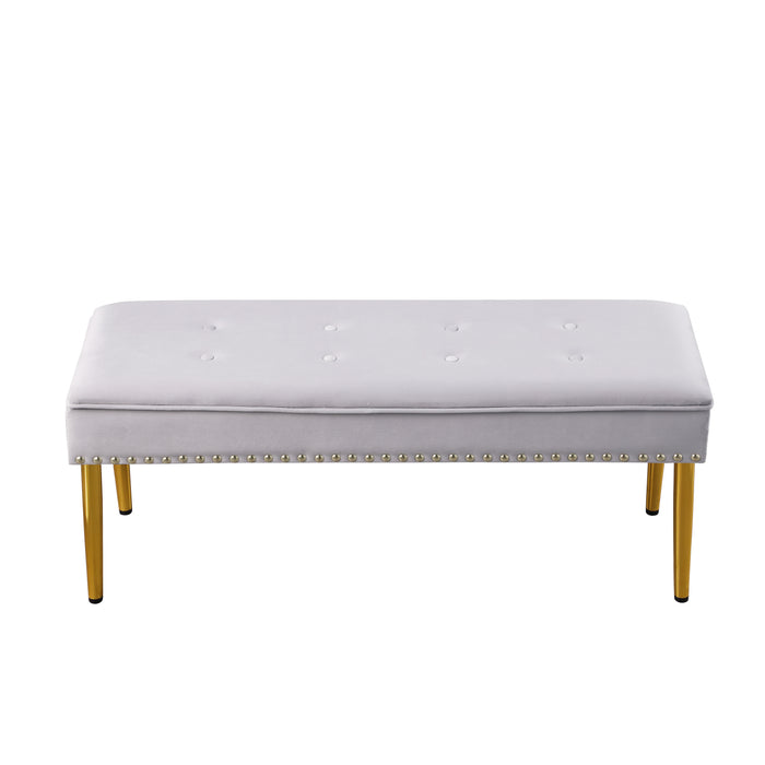 Large Storage Benches Set, Nailhead Trim 2 in 1 Combination Benches, Tufted Velvet Benches with Gold Leg for Living Room, Entryway, Hallway, Bedroom Support 250lbs