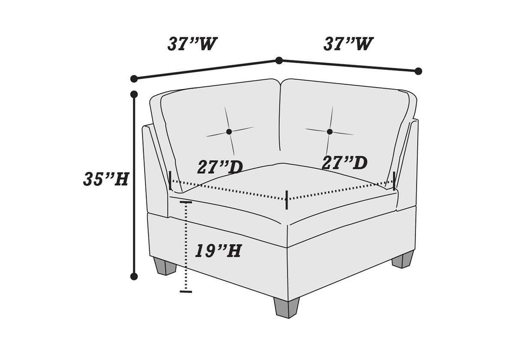 Camel Chenille Fabric Modular Sectional 6-Piece Set, Corner Sectional Couch With 3x Corner Wedge, 2x Armless Chairs & 1x Ottoman, Tufted Back Living Room Furniture