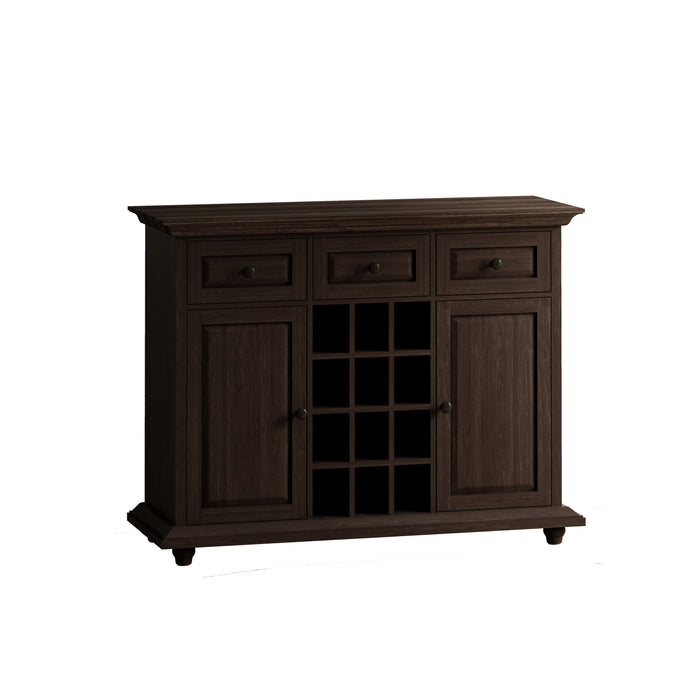 Vintage Style 3-Drawer 2-Door Storage Cabinet with 12-Grid Wine Rack, for Living Room, Kitchen, Dining Room