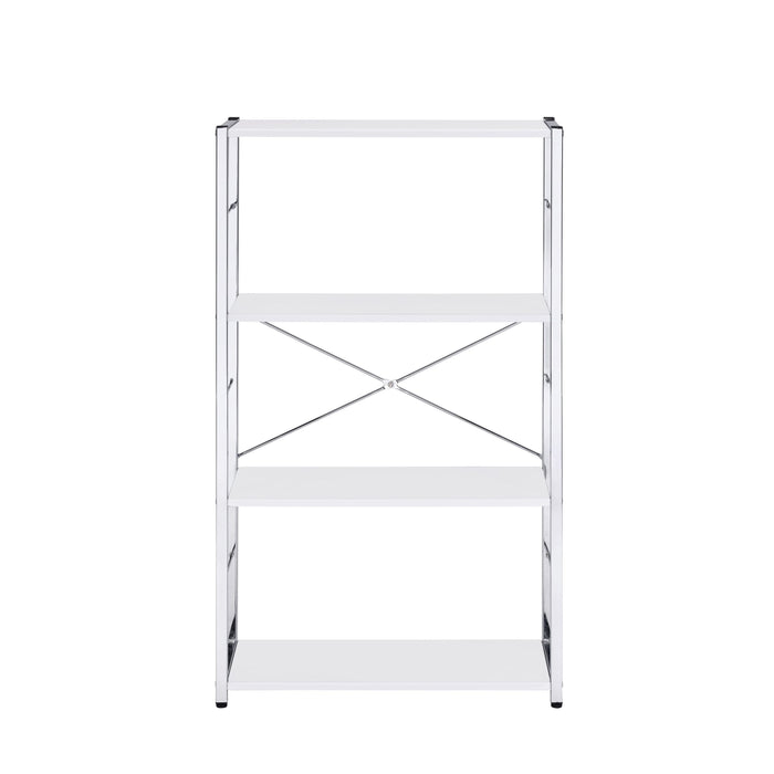 ACME Tennos Bookshelf, White & Chrome Finish 93192