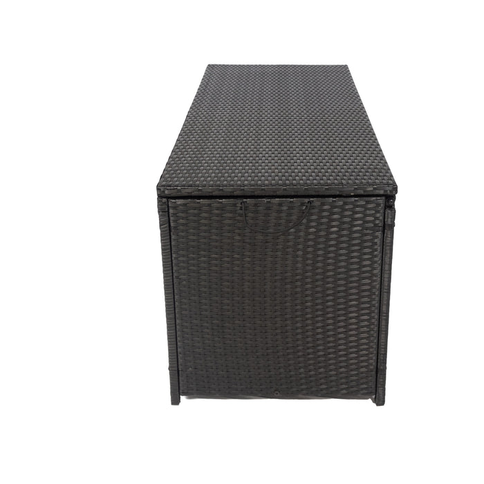 Outdoor Storage Box, 113 Gallon Wicker Patio Deck Boxes with Lid - Outdoor Cushion Storage Container Bin Chest for Kids Toys, Pillows and Towel, Black