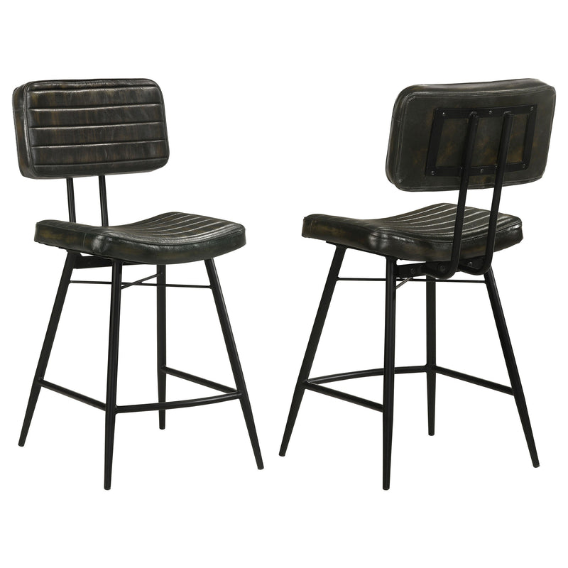 Senko Antique Espresso Upholstered Counter Chair Set with Metal Legs (Set of 2) Glass House Furnishings