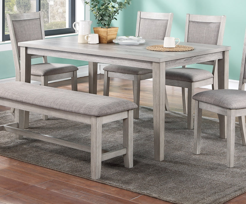 6-Piece Set, Contemporary Dining Table With 4-Side Chairs & Bench - Natural Finish, Padded Cushion Seats - Rectangular Dining Room Furniture