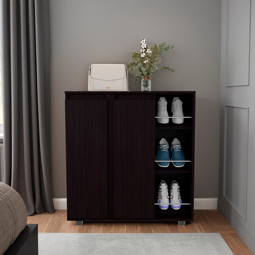 Flippin Black Wenge Shoe Storage Cabinet | Glass House Furnishings